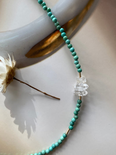 Master Healer Turquoise and Herkimer Necklace