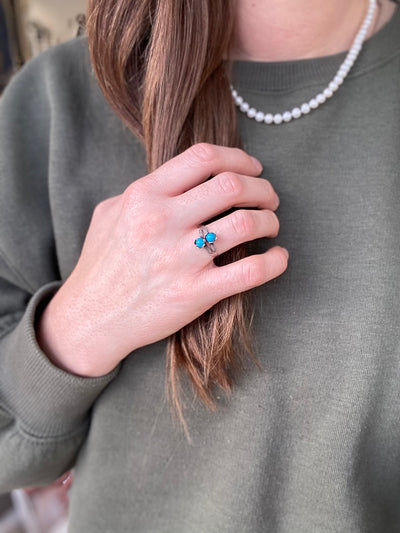 Vintage Double Turquoise Sterling Silver Ring