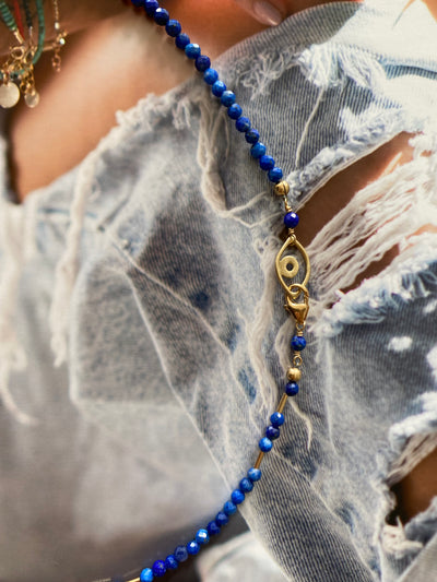 Lapis Lazuli Pearl Drop Necklace