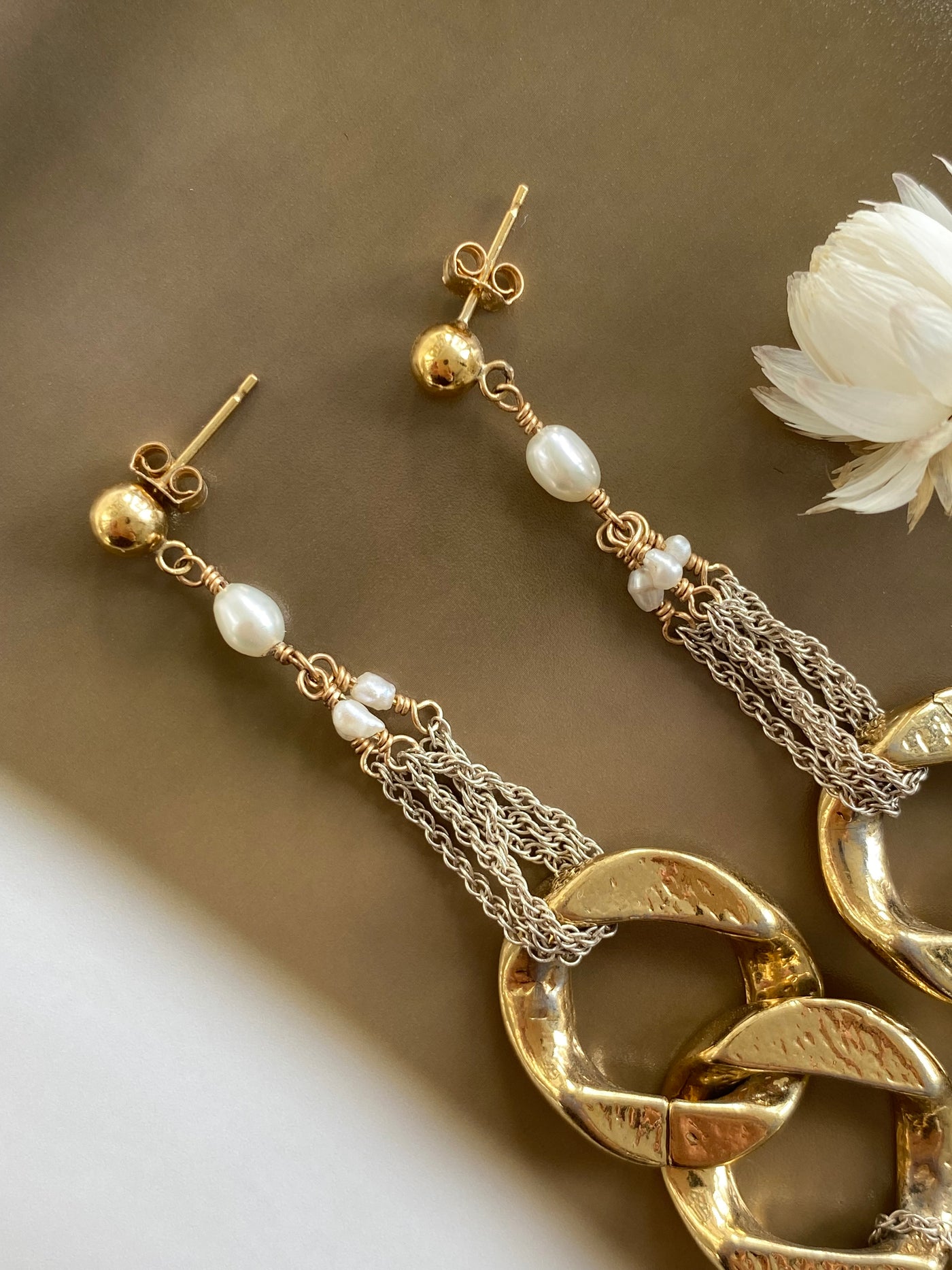 Golden Pearl Drop Earrings