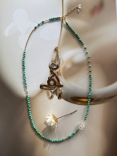 Master Healer Turquoise and Herkimer Necklace