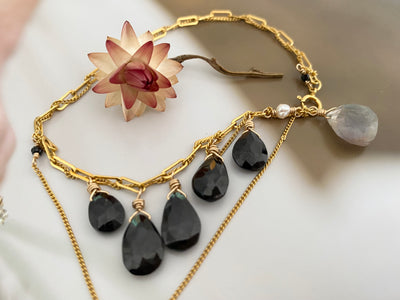 Black Spinel Teardrop Bracelet