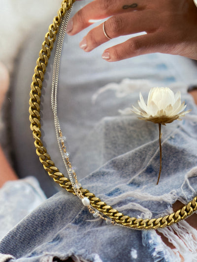 Freshwater Pearl Mixed Metal Necklace