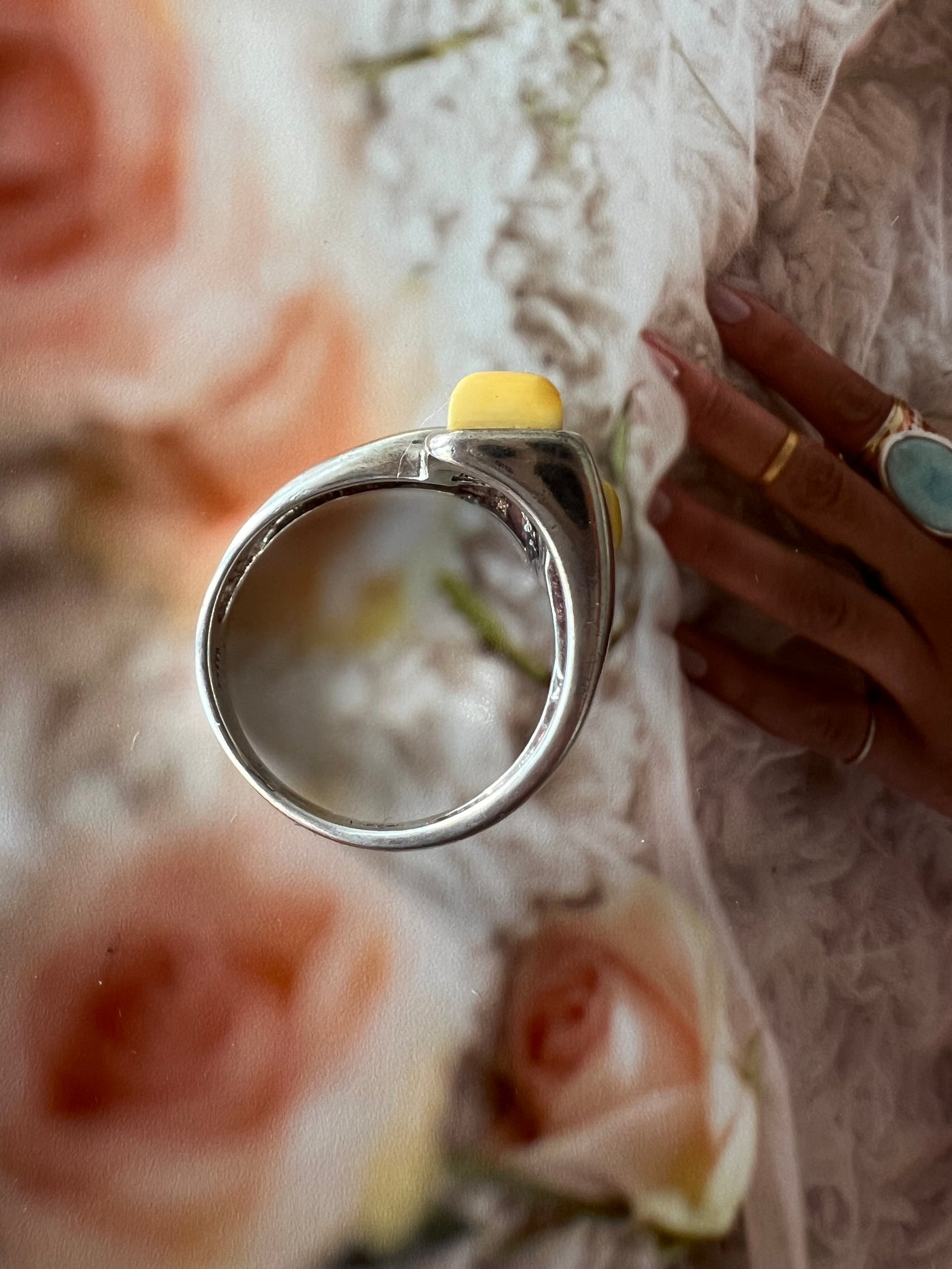 Vintage Yellow Amber Ring