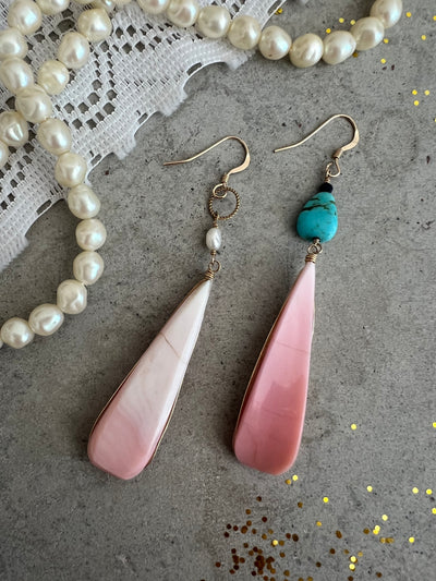 Pink Rivershell Drop Earrings