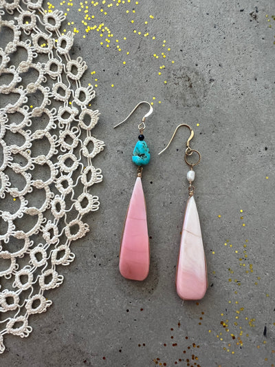 Pink Rivershell Drop Earrings