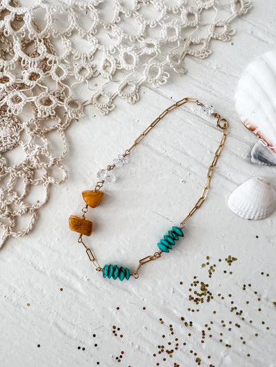 Turquoise, Carnelian and Herkimer Bracelet