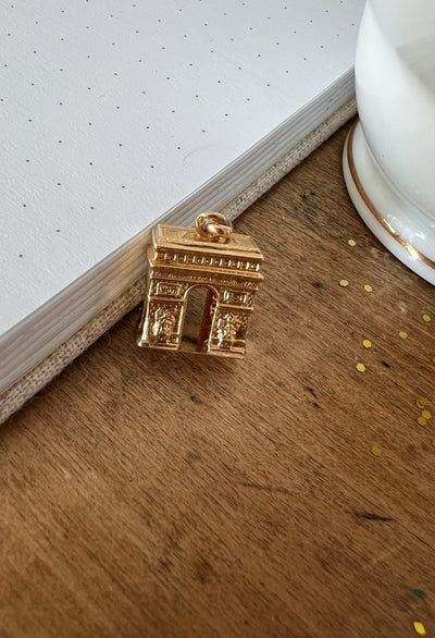 14K Gold Vintage Arc de Triumph Charm Pendant