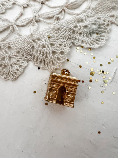 14K Gold Vintage Arc de Triumph Charm Pendant