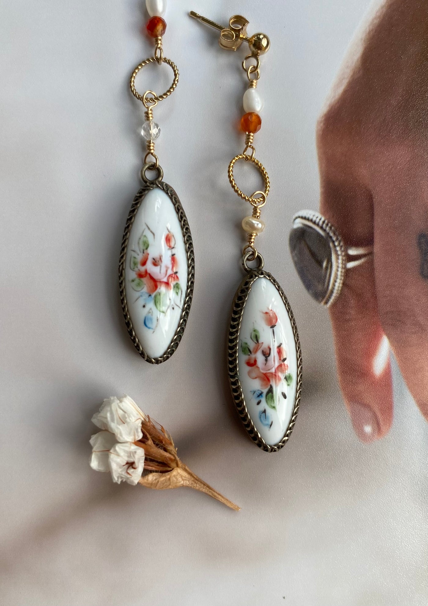 Floral Pendant Earrings