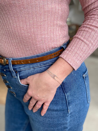 Silver Curb Chain Moon Bracelet