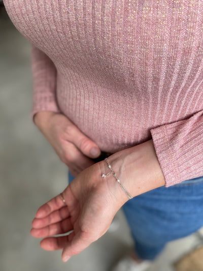 Silver Curb Chain Moon Bracelet