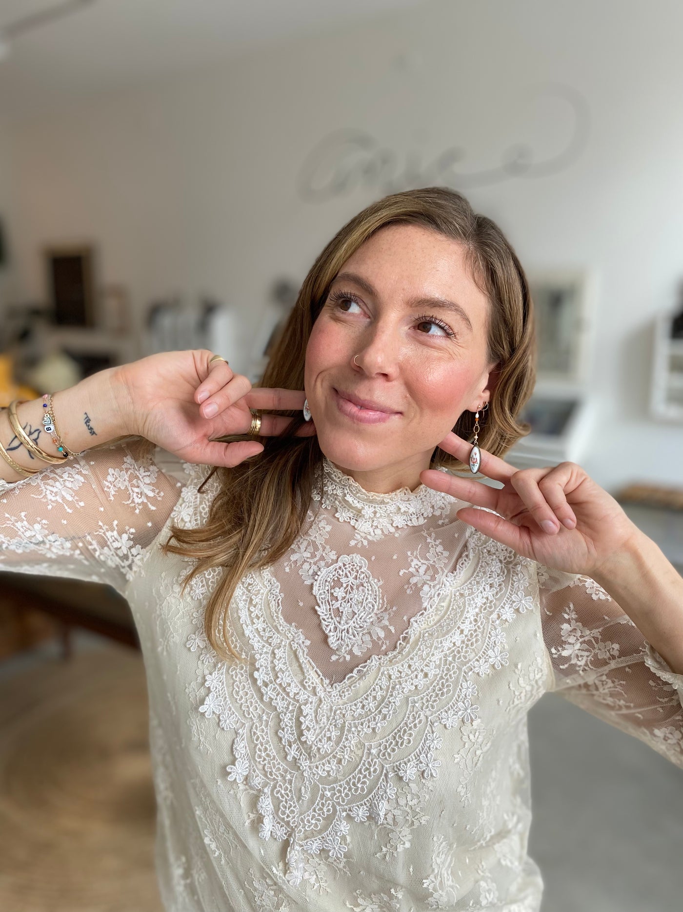 Floral Pendant Earrings