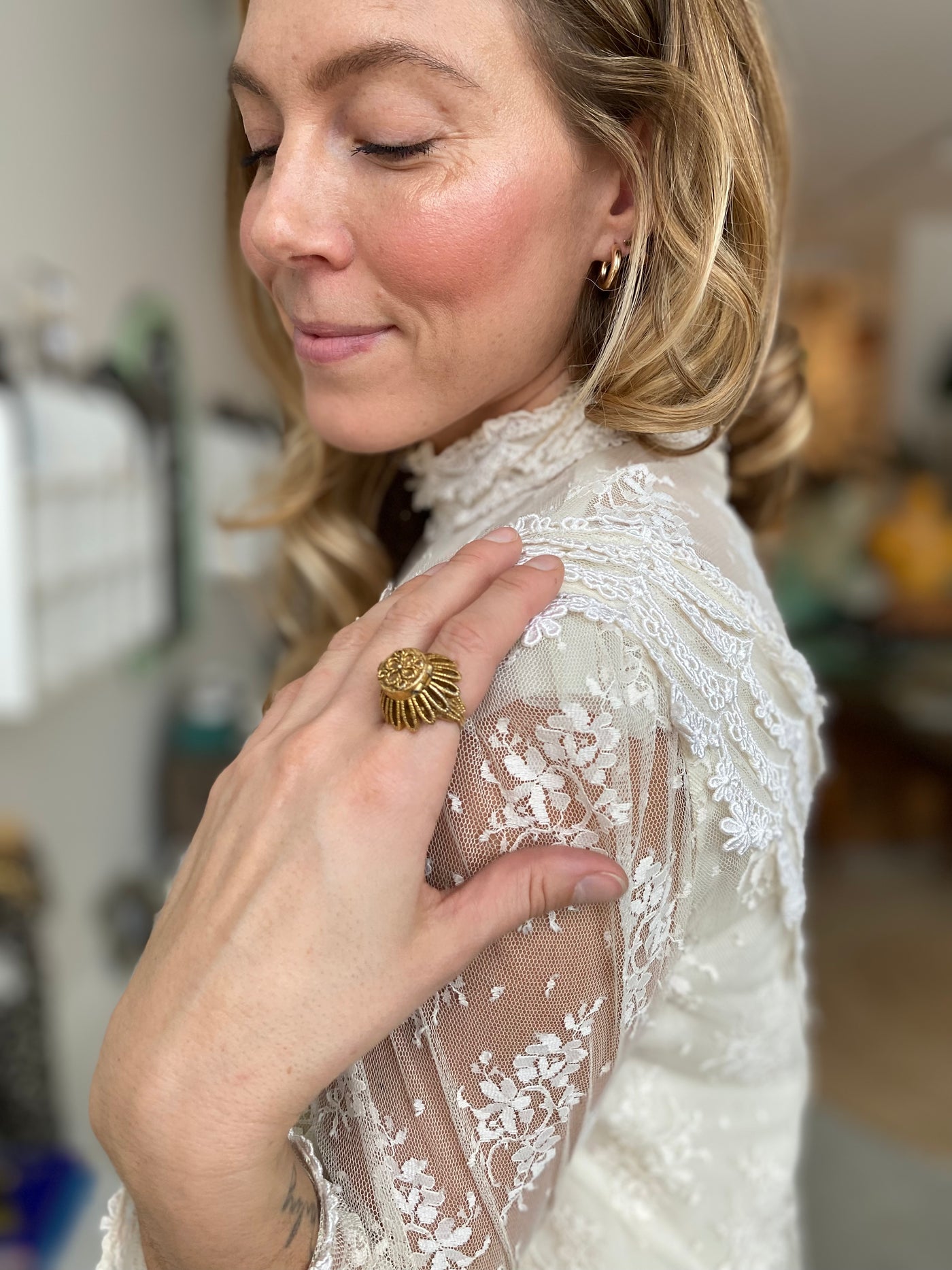 Vintage Brass Love Letter Ring