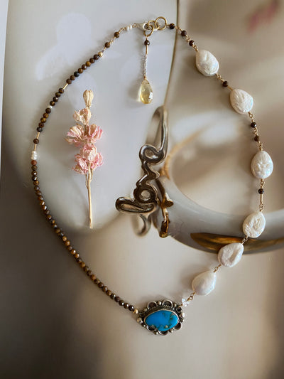 Turquoise Pearl and Citrine Dream Necklace