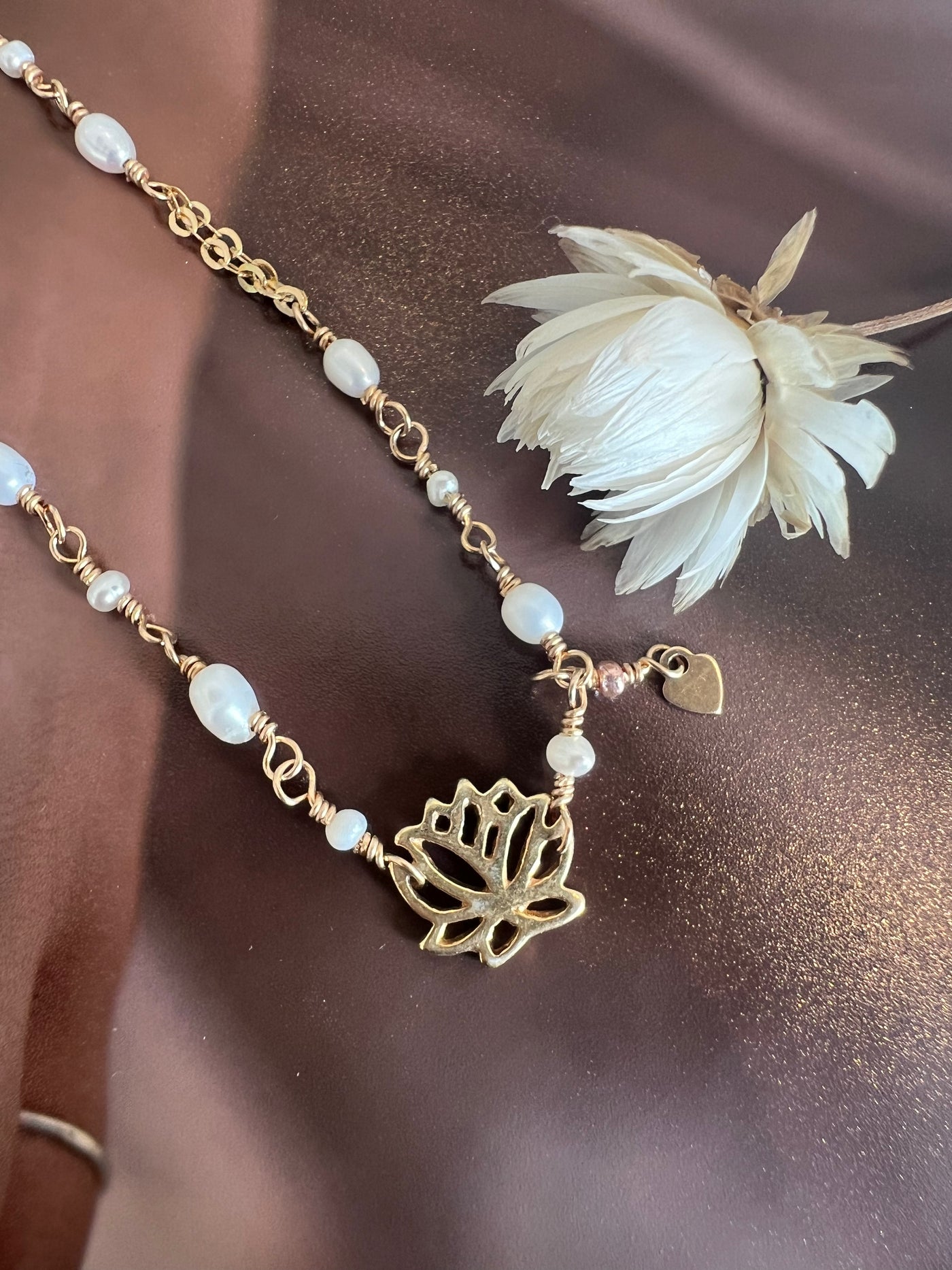 Pearl and Lotus Anklet (or bracelet)