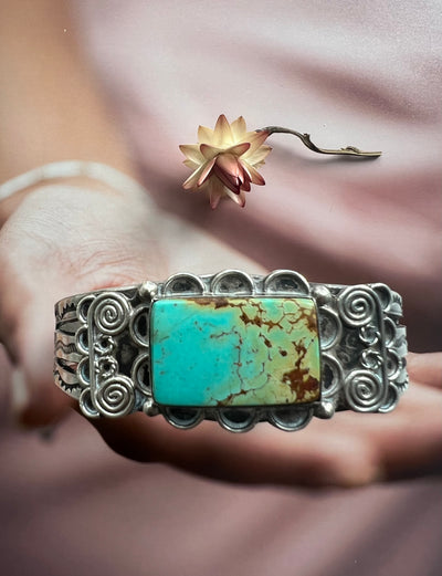 Vintage Navajo Turquoise Silver Cuff