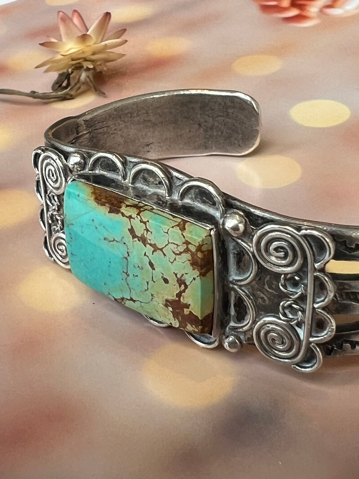 Vintage Navajo Turquoise Silver Cuff