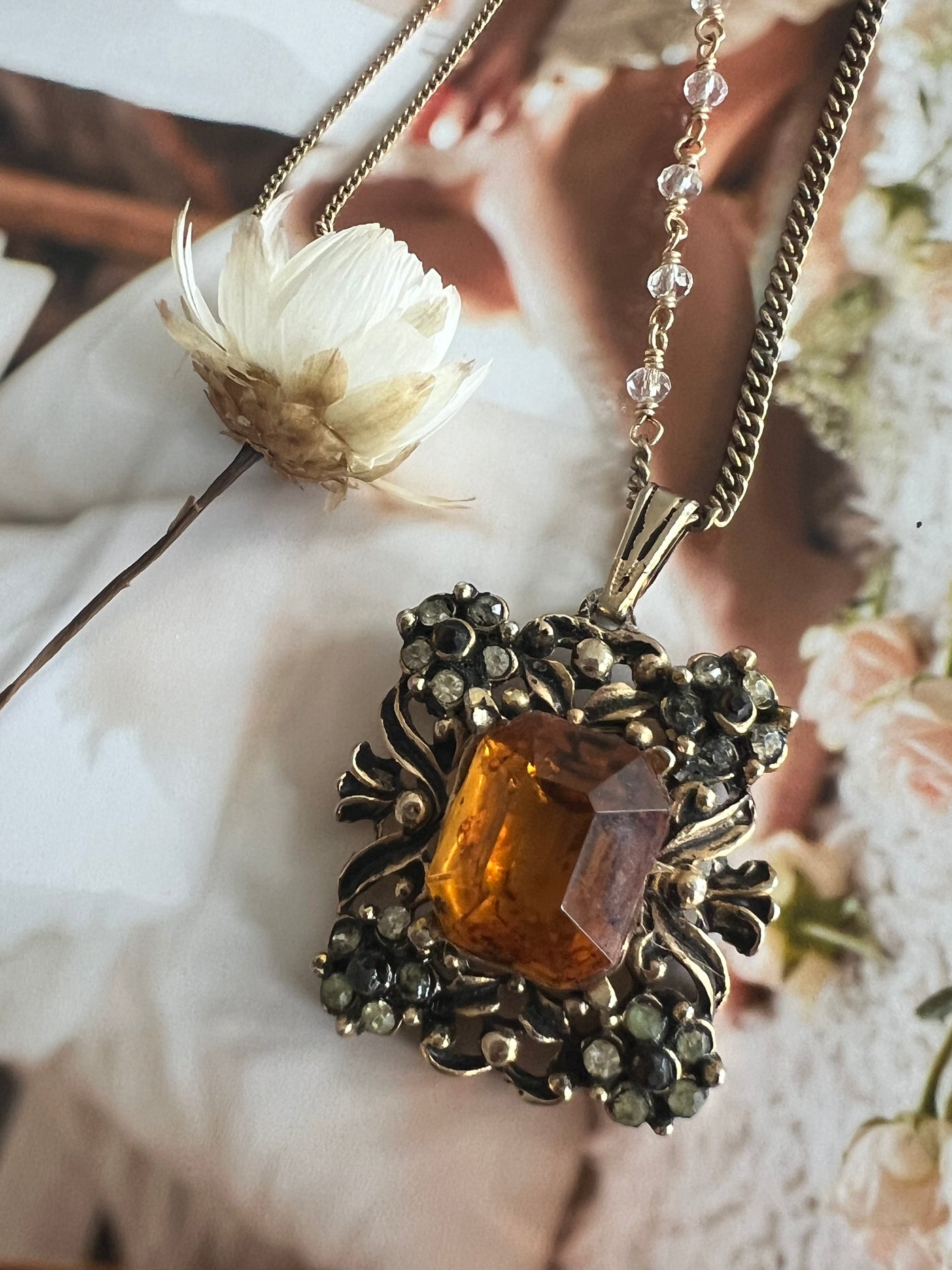 Vintage Amulet Topaz Necklace