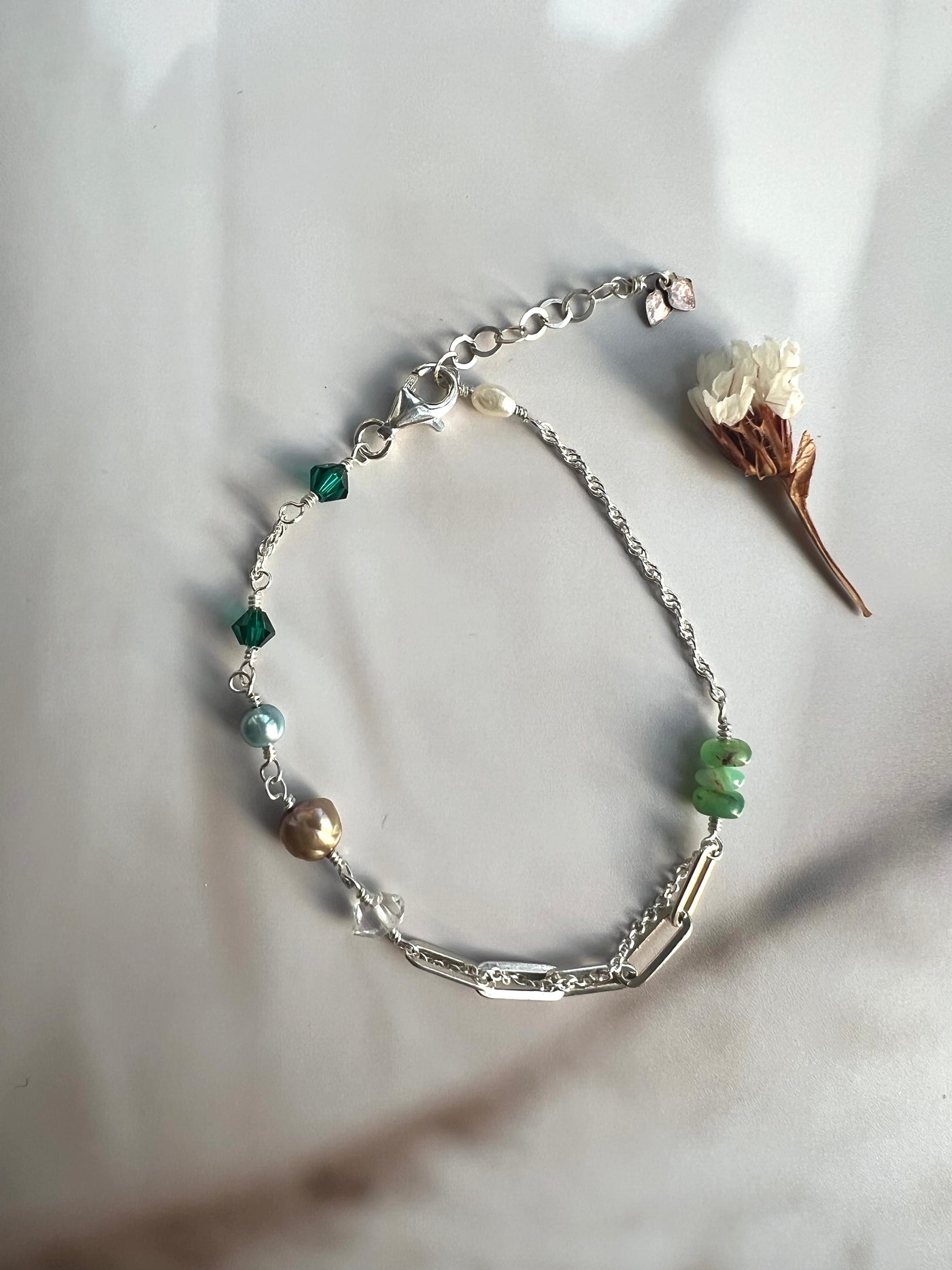 Silver and Green Bracelet