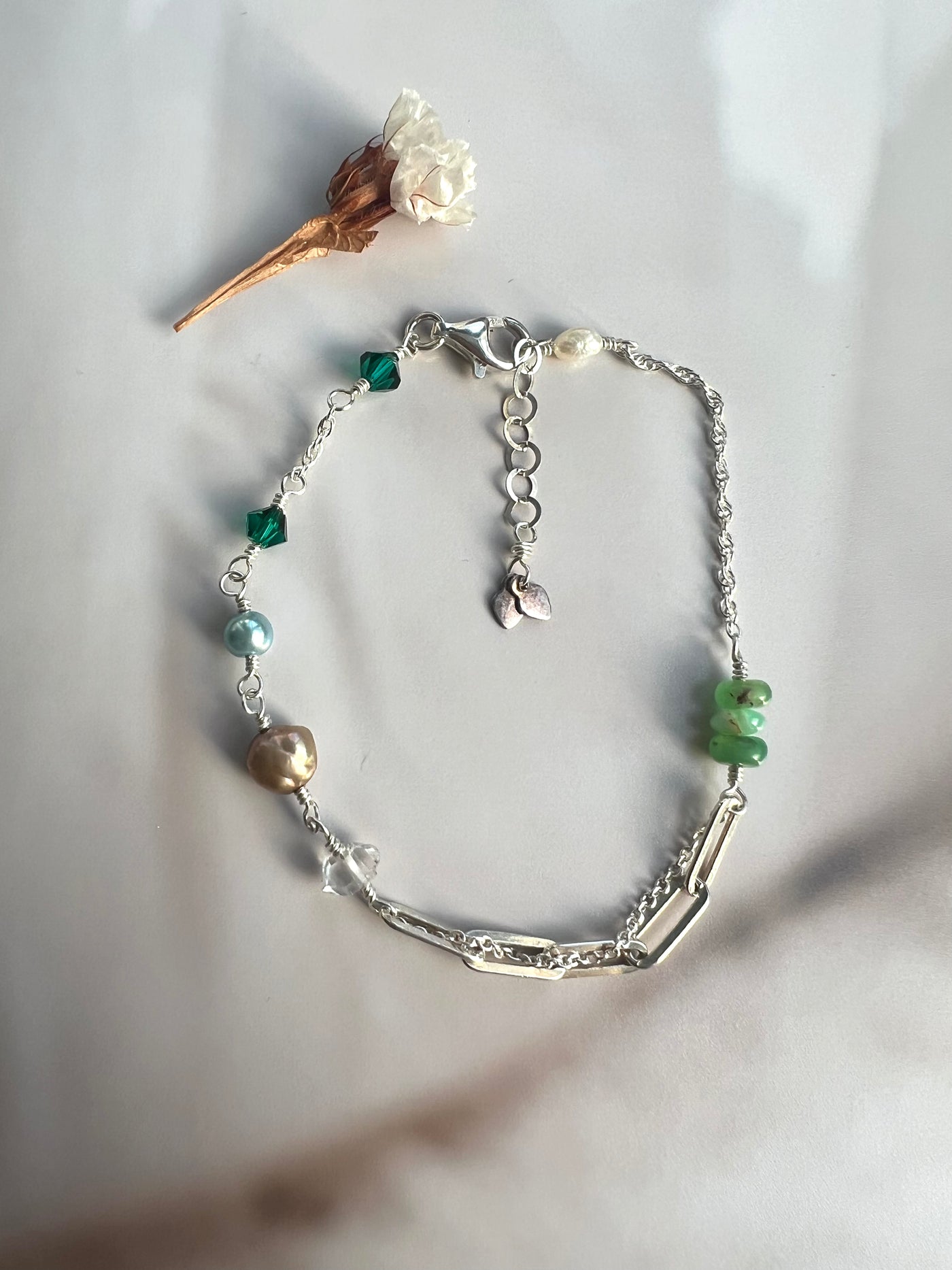 Silver and Green Bracelet