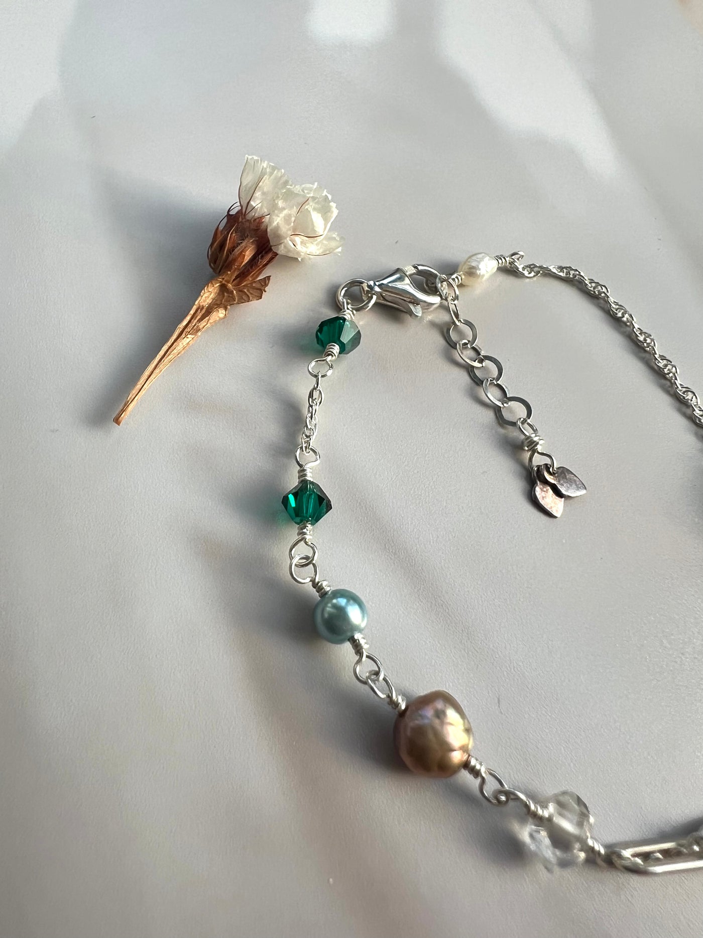 Silver and Green Bracelet