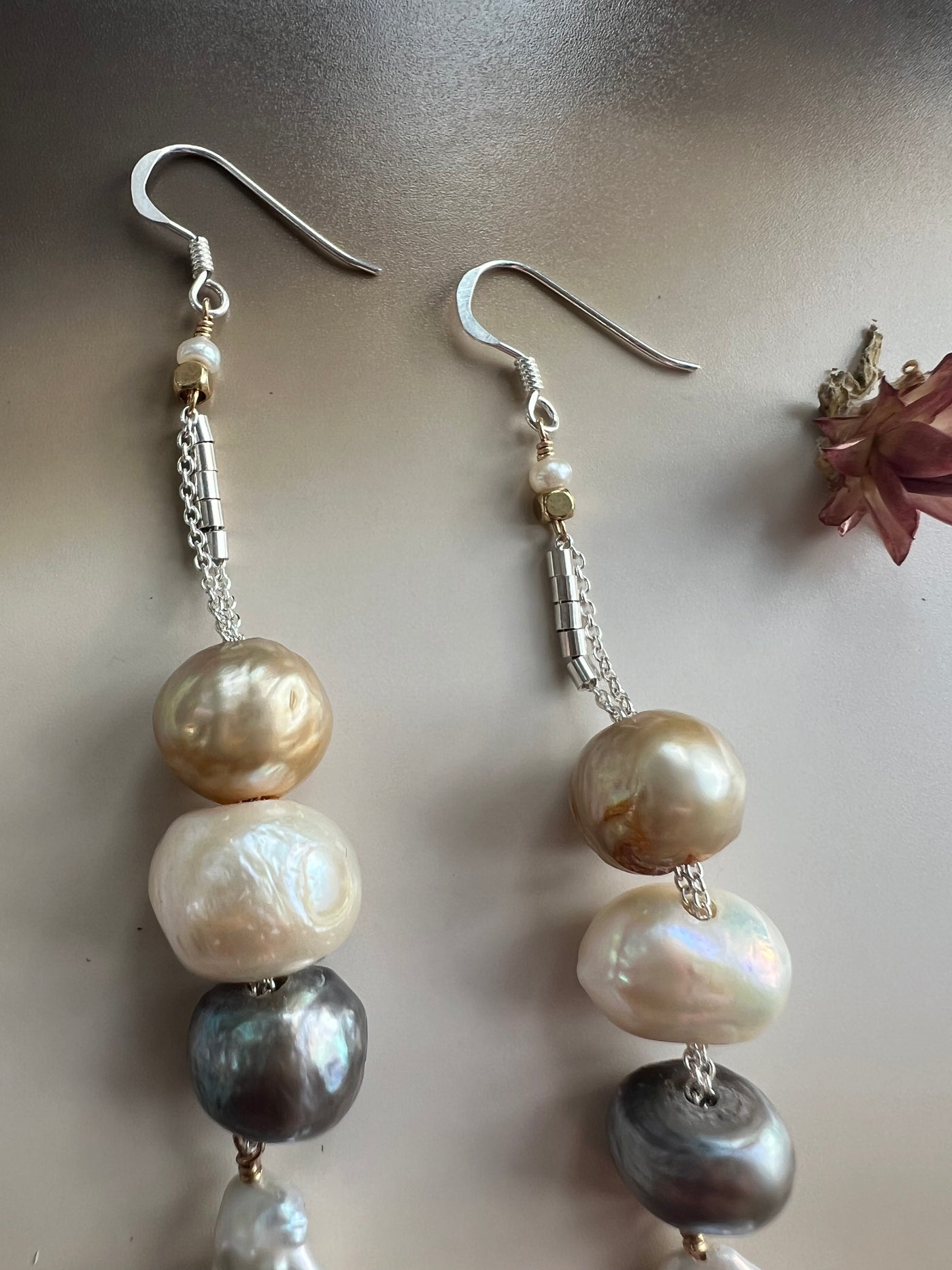 Sliding Pearl Drop Earrings