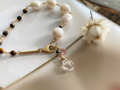 Pearl and Gemstone Dangle Bracelet