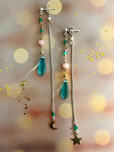 Blue Moon and Star Earrings