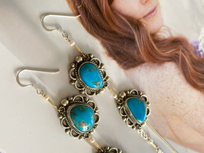 Silver and Turquoise Drop Earrings