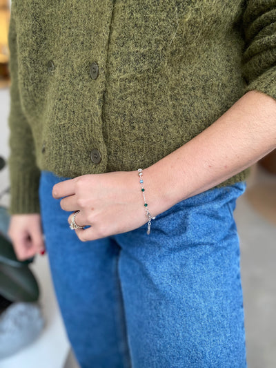 Silver and Green Bracelet