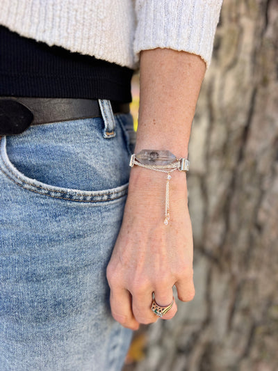 Smokey Quartz and Herkimer Watchband Bracelet