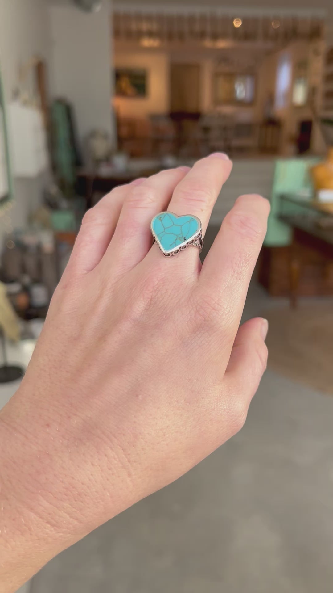 Vintage Turquoise Heart Ring