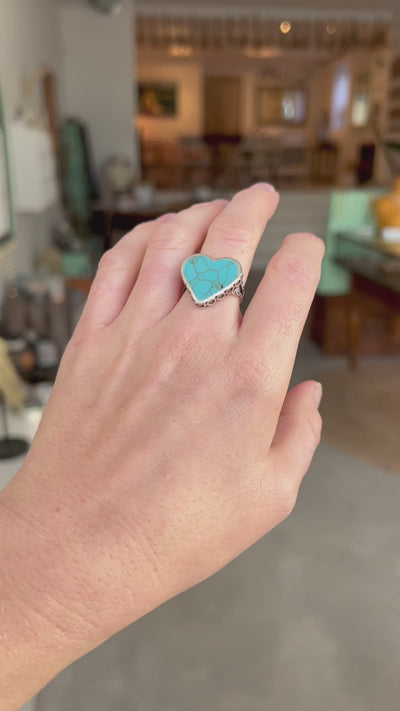 Vintage Turquoise Heart Ring