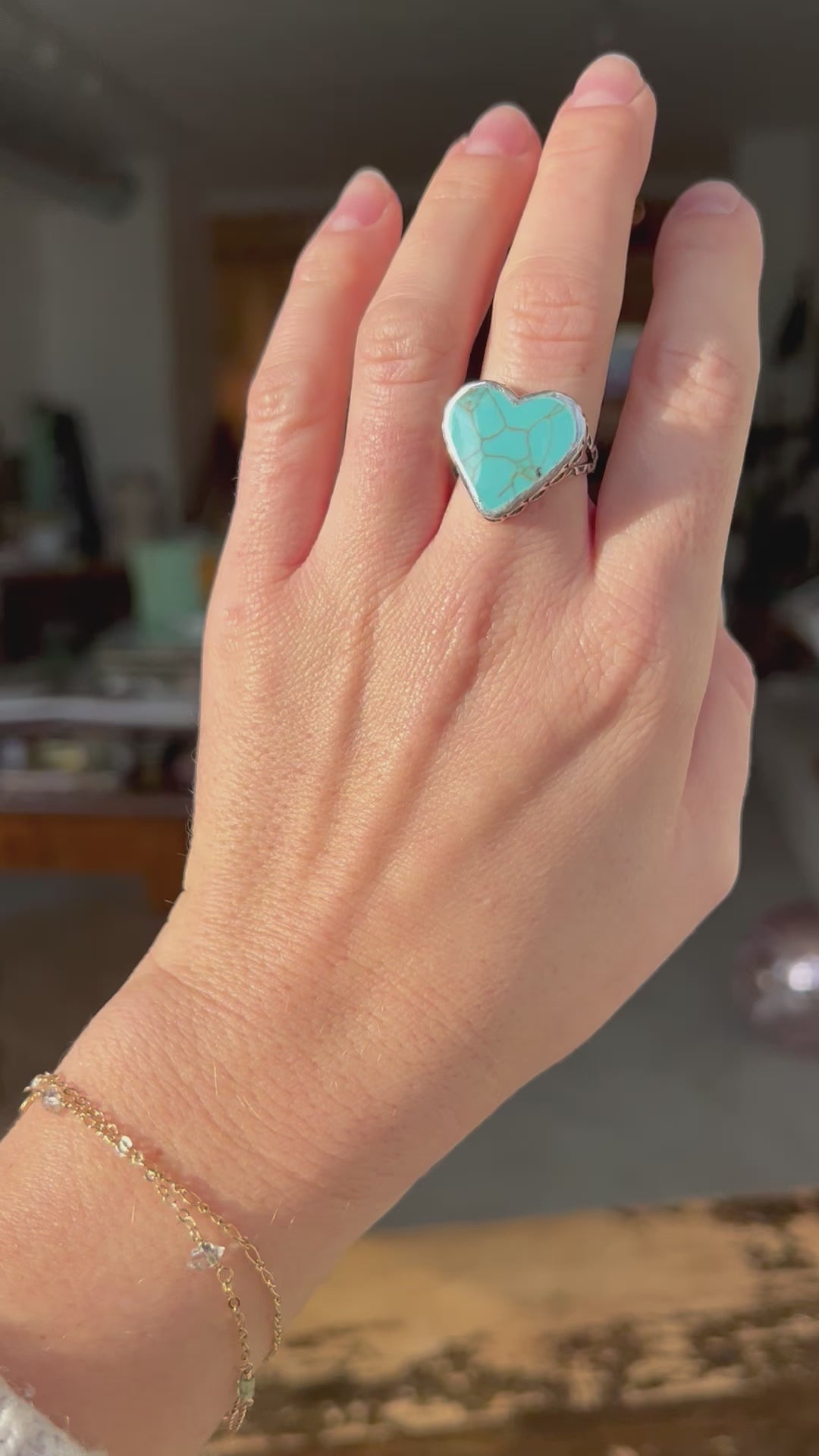 Vintage Turquoise Heart Ring